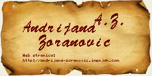 Andrijana Zoranović vizit kartica